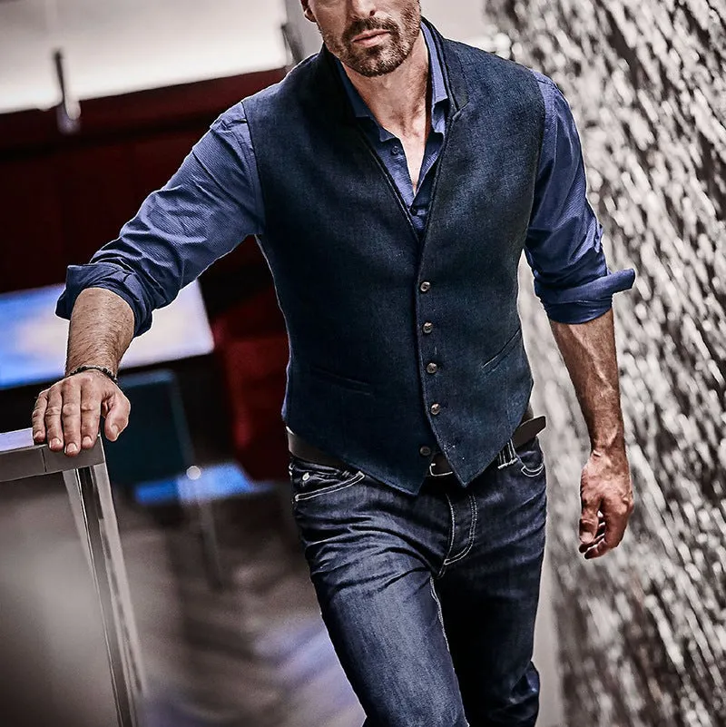 Men's Single-breasted Western Vest Jacket