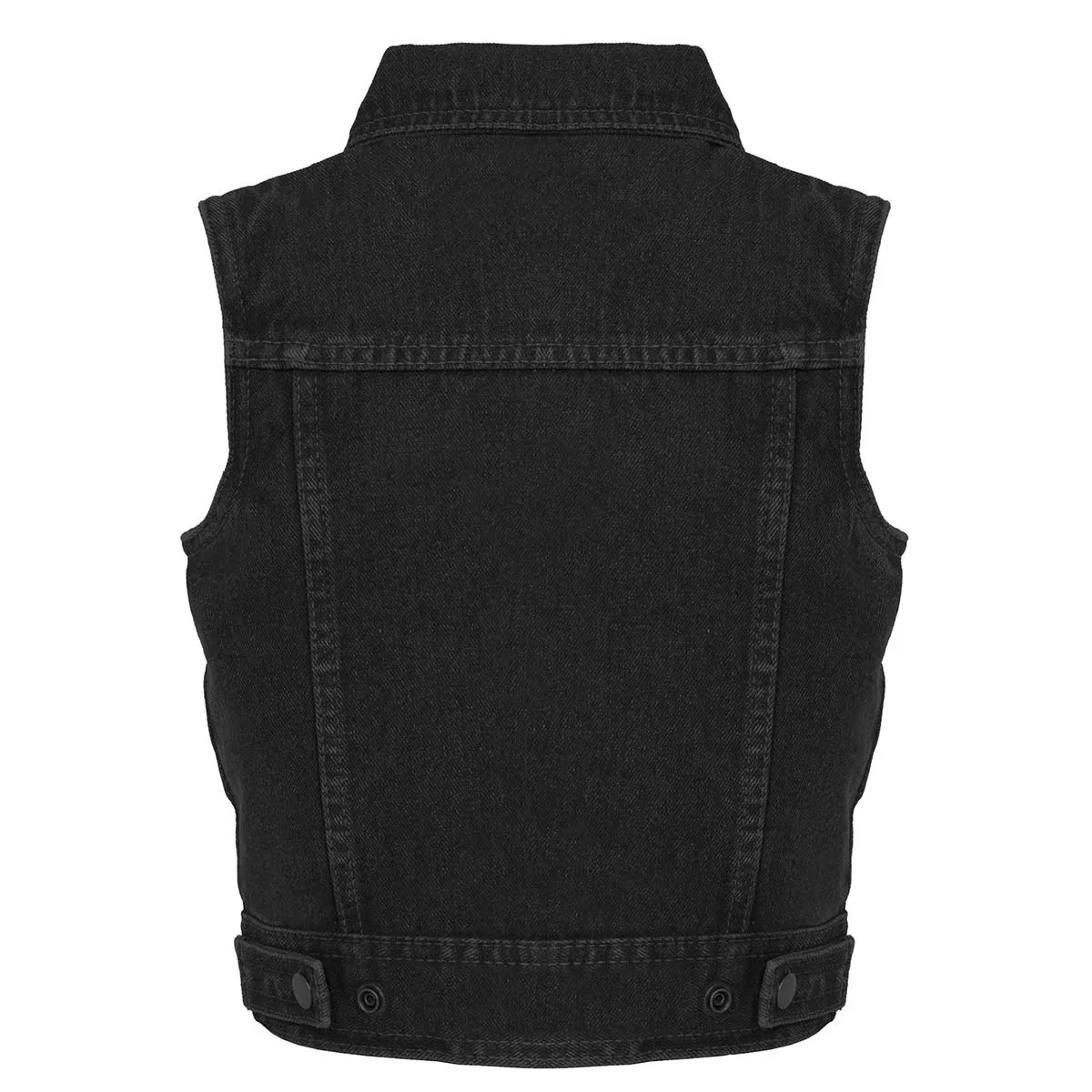Milwaukee Leather MDK3910 Black Unisex-Child Kids Denim Snap Front