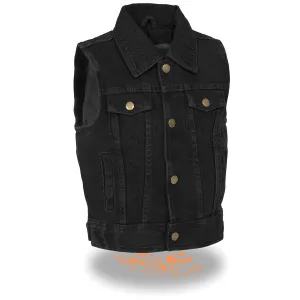 Milwaukee Leather MDK3910 Black Unisex-Child Kids Denim Snap Front