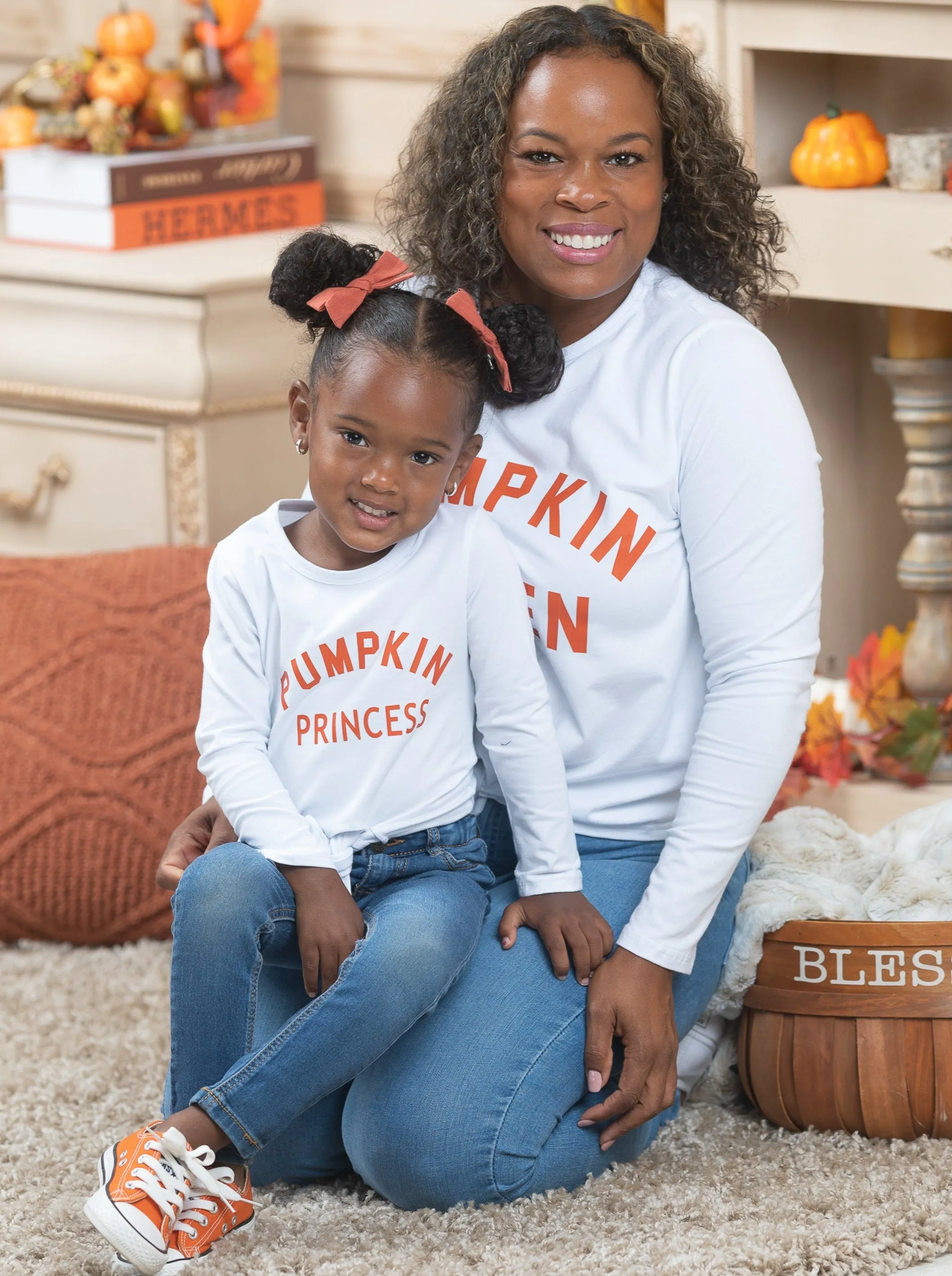 Mommy and Me Pumpkin Queen and Princess Tops