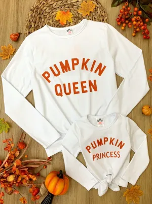 Mommy and Me Pumpkin Queen and Princess Tops