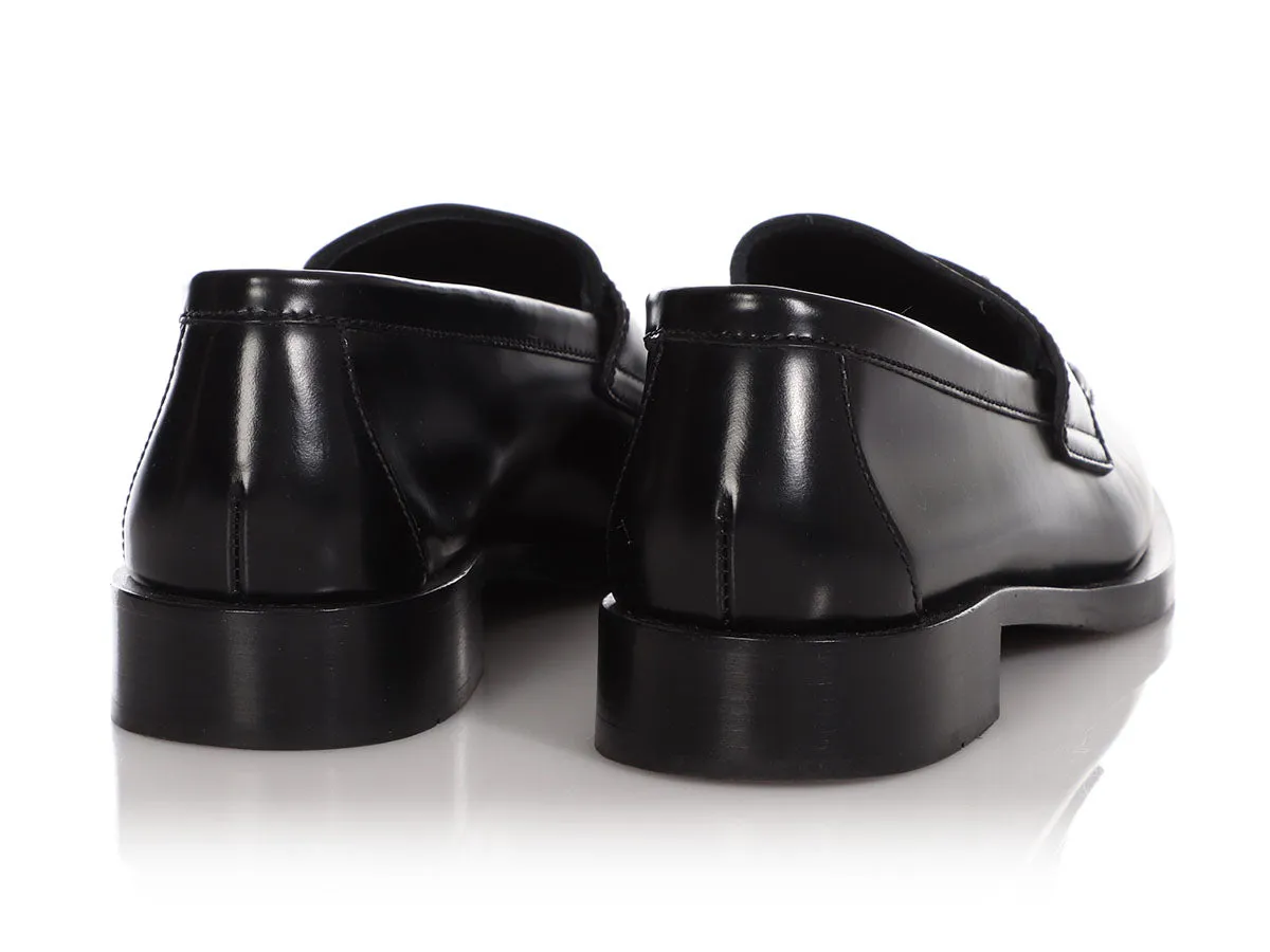 Prada Black Brushed Calfskin Loafers