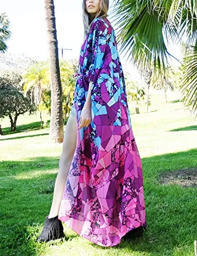 Print Kimono Cardigan: Women's Long Swimsuit Cover Up
