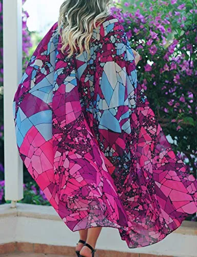 Print Kimono Cardigan: Women's Long Swimsuit Cover Up