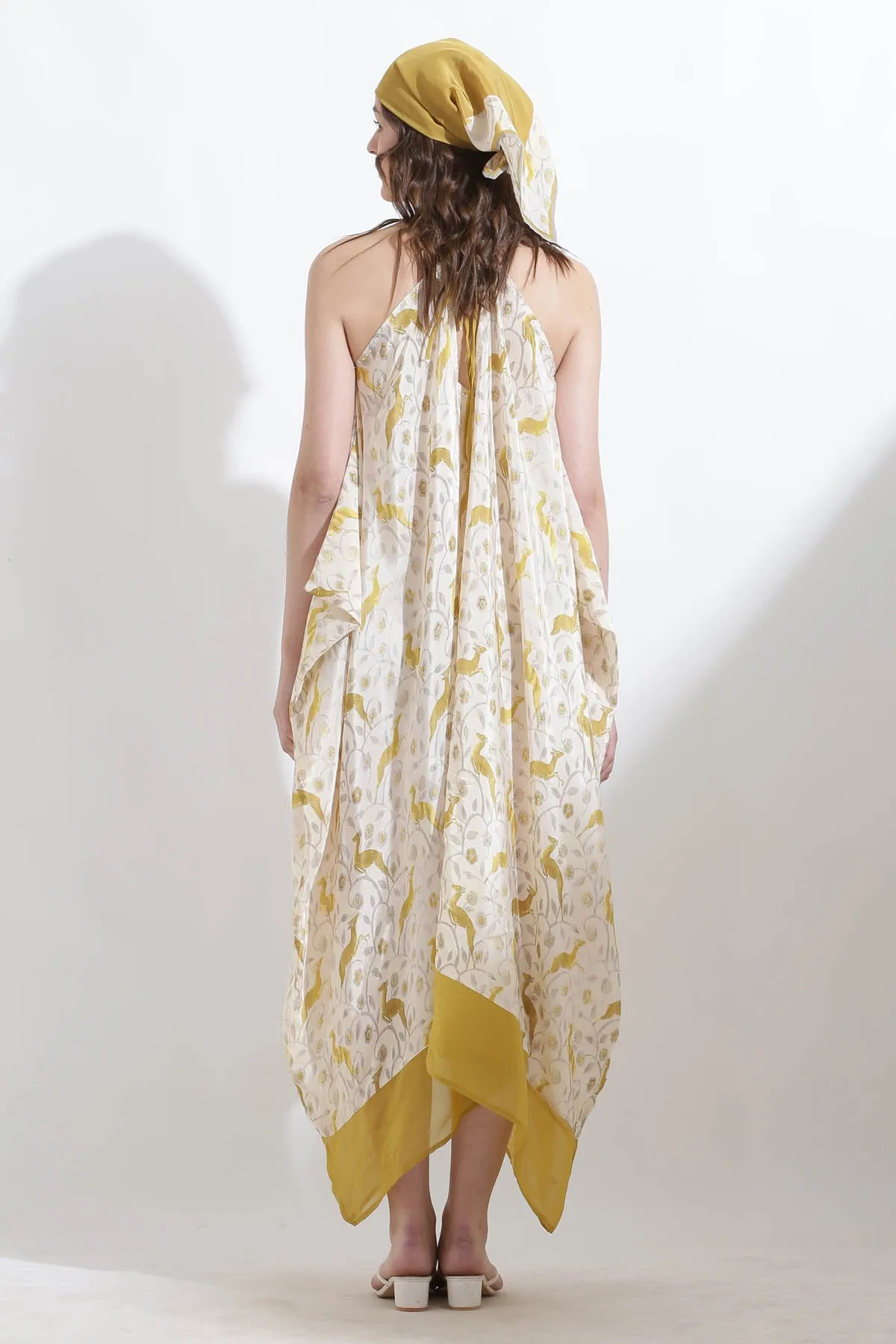 Printed Asymmetric Crepe Dress