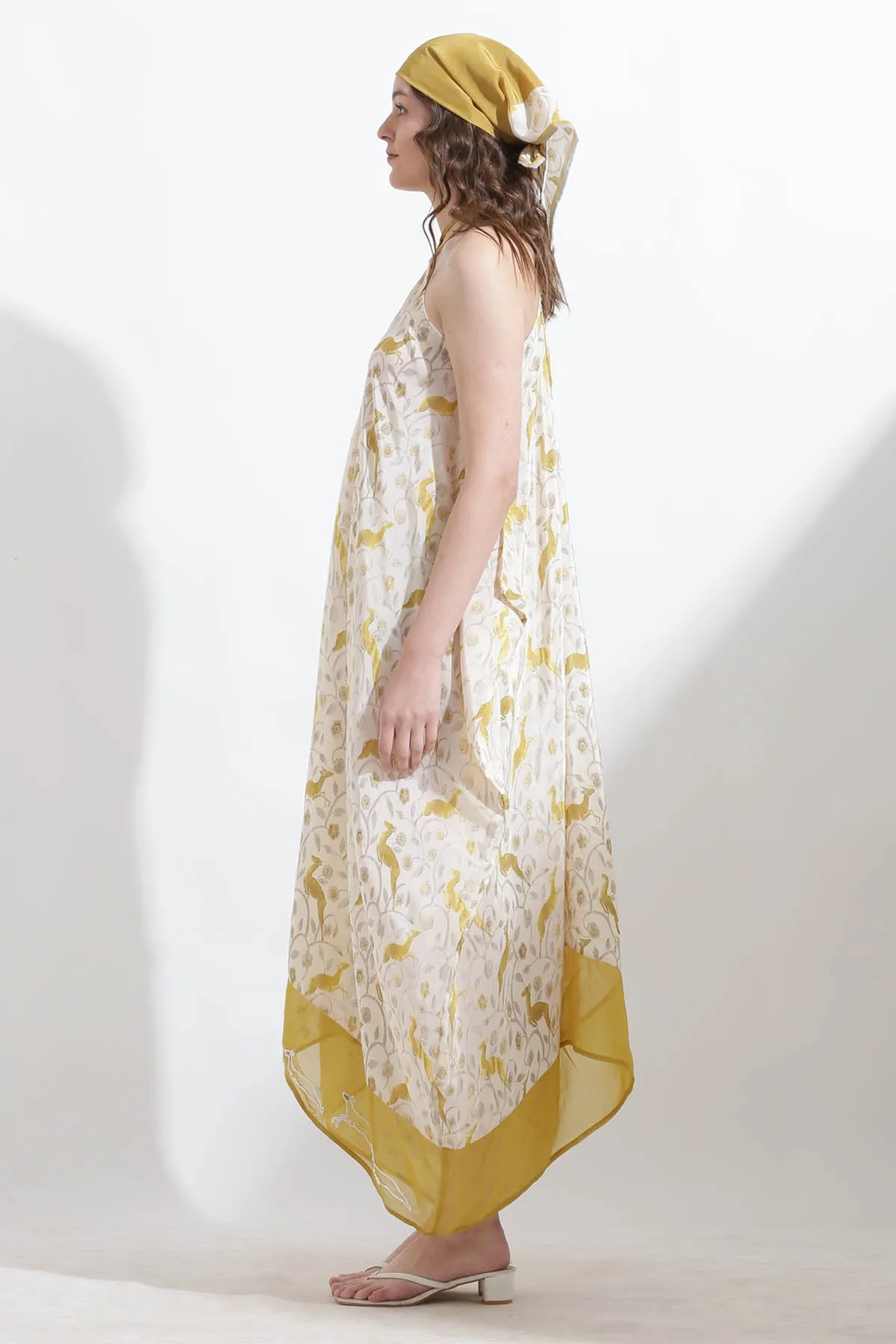 Printed Asymmetric Crepe Dress