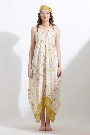 Printed Asymmetric Crepe Dress