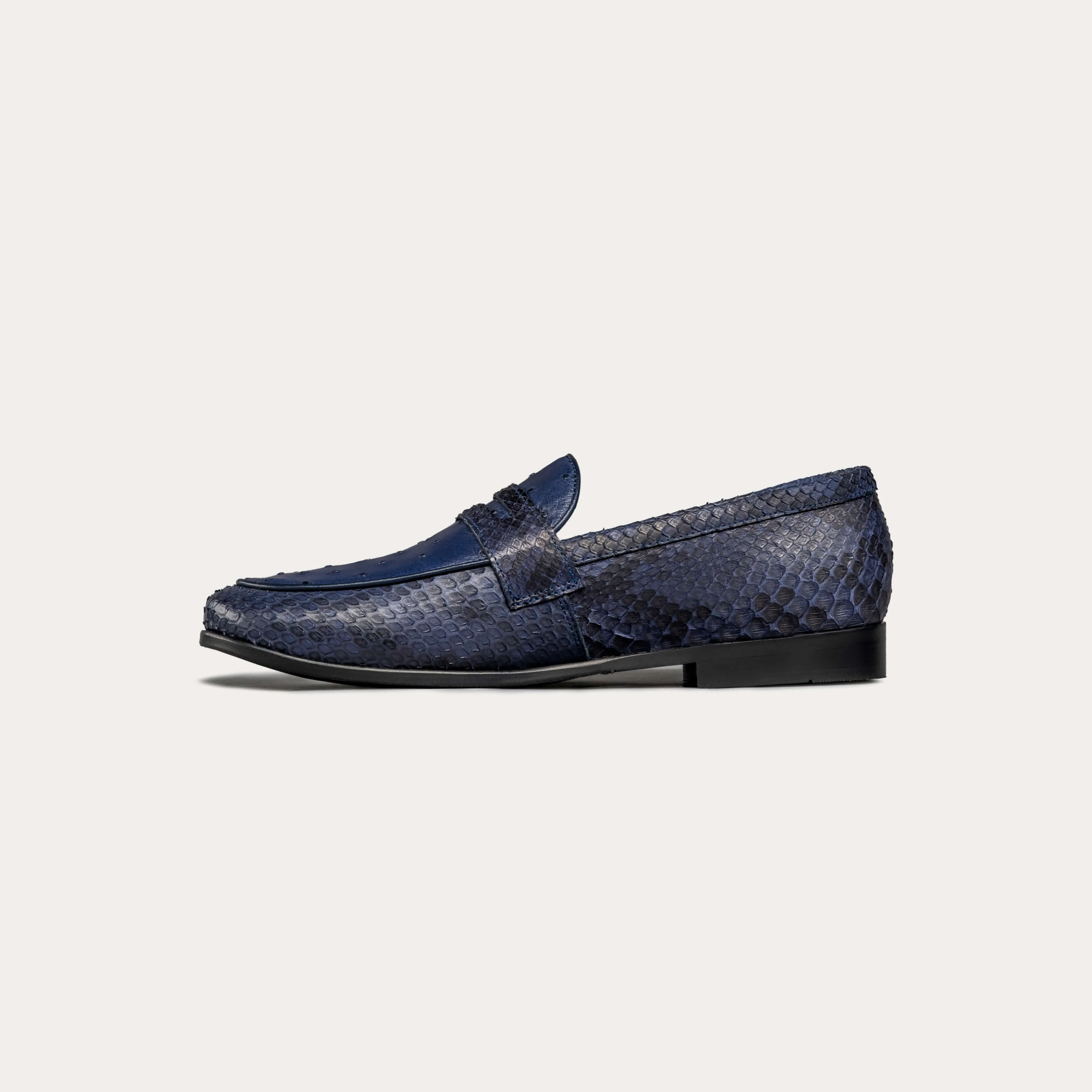 Python Leather & Ostrich Leather Penny Loafers