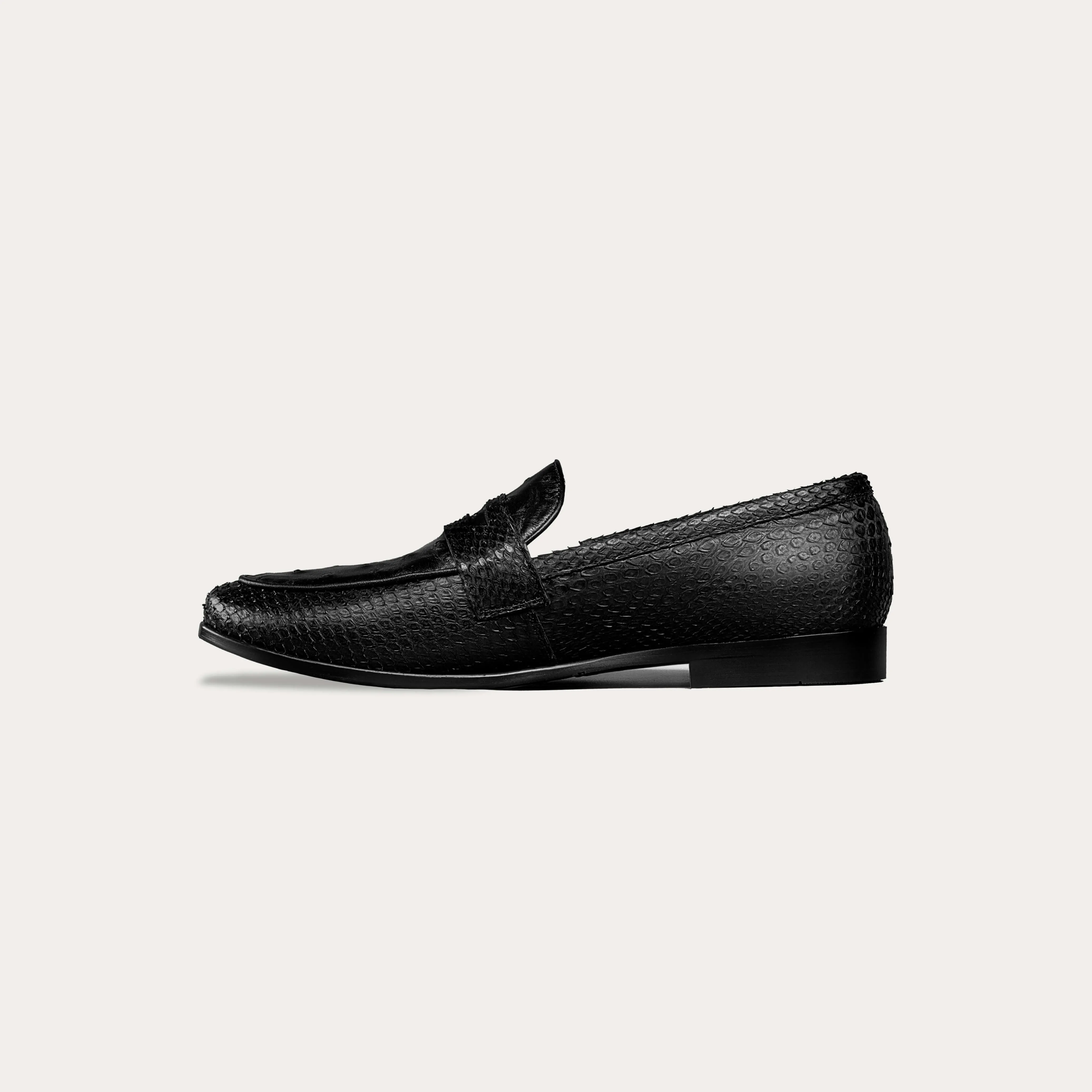 Python Leather & Ostrich Leather Penny Loafers