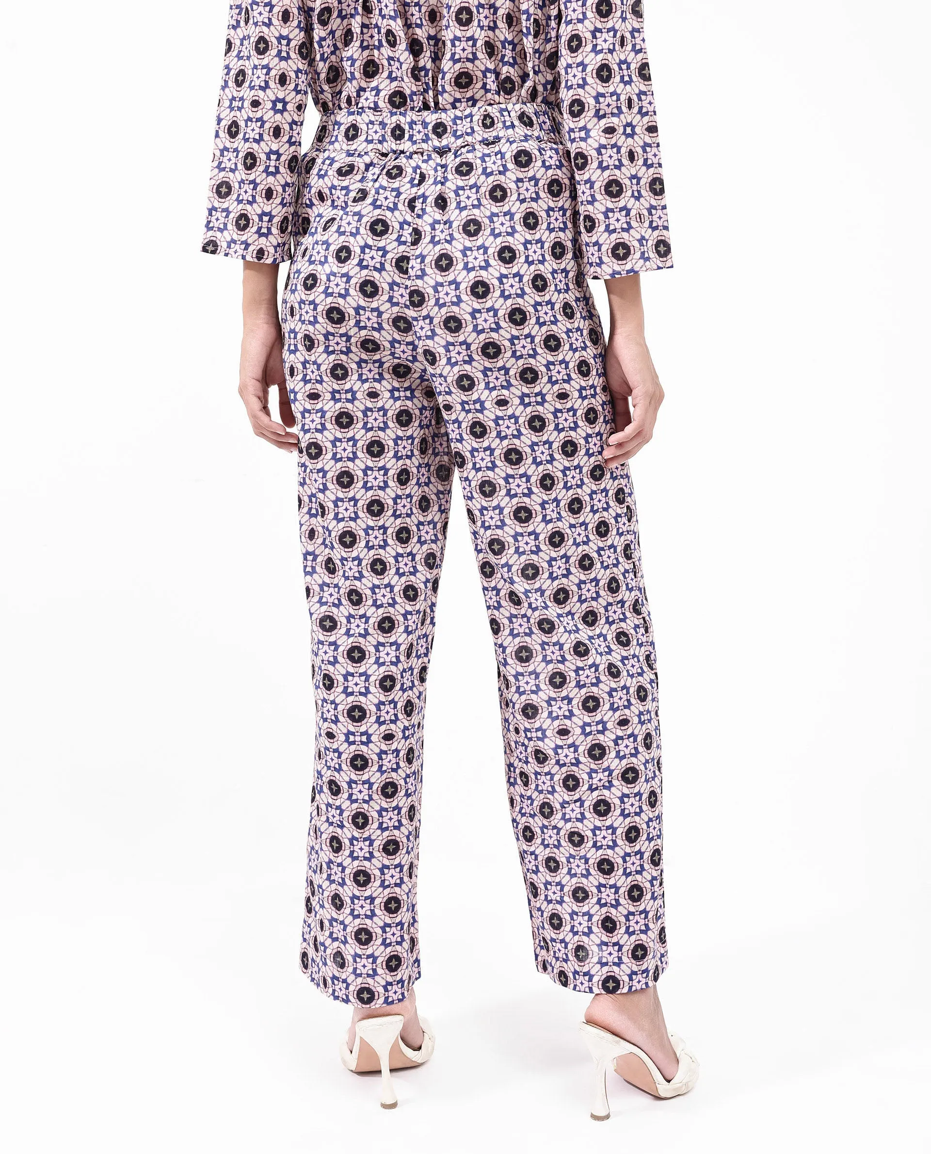Rareism Women Bina-B Multi Straight Fit Abstract Print Ankle Length Trouser