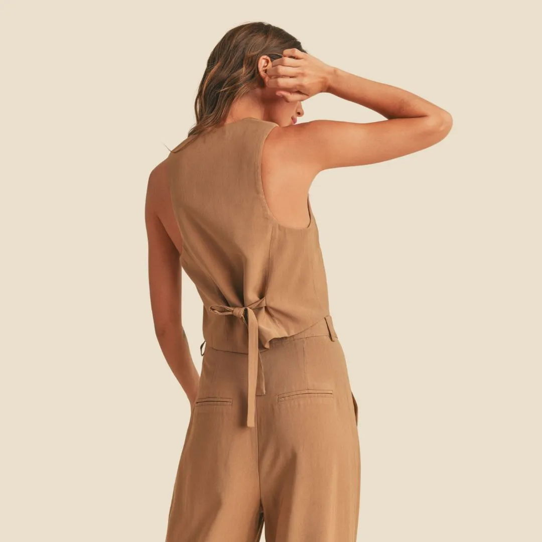 Rayon Tuxedo Vest (Camel)