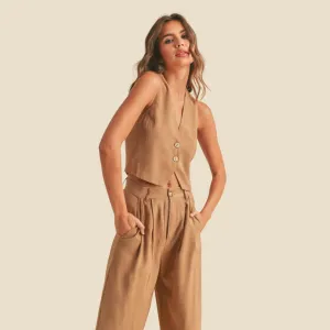 Rayon Tuxedo Vest (Camel)