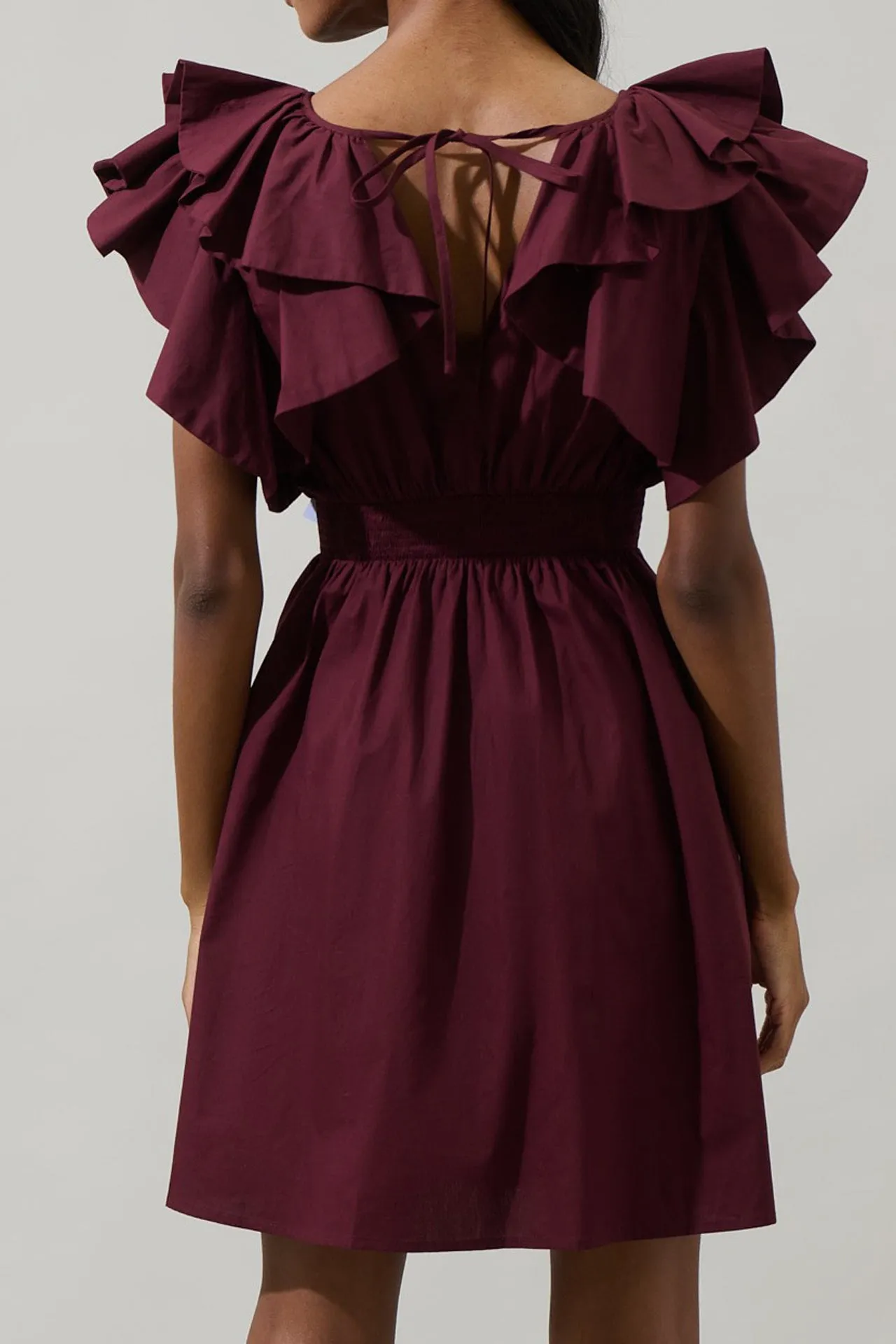 Ruffle Neck Short Mini Dresses