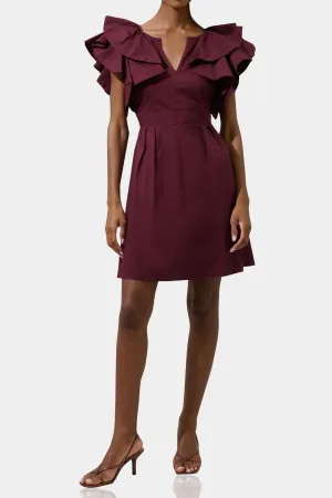 Ruffle Neck Short Mini Dresses