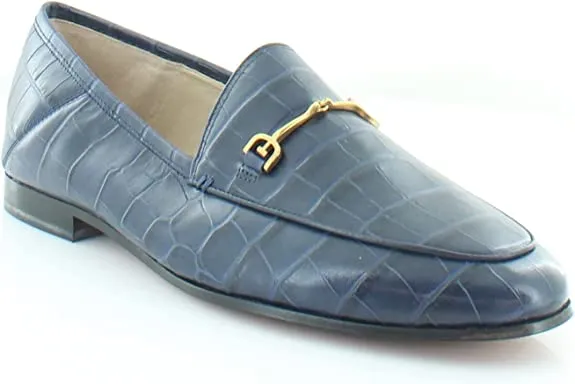 Sam Edelman Loraine Navy Croc Leather Fashion Rounded Toe Slip On Loafers