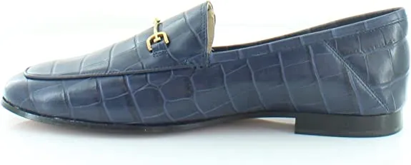 Sam Edelman Loraine Navy Croc Leather Fashion Rounded Toe Slip On Loafers