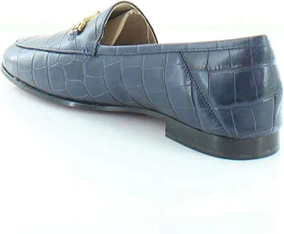 Sam Edelman Loraine Navy Croc Leather Fashion Rounded Toe Slip On Loafers