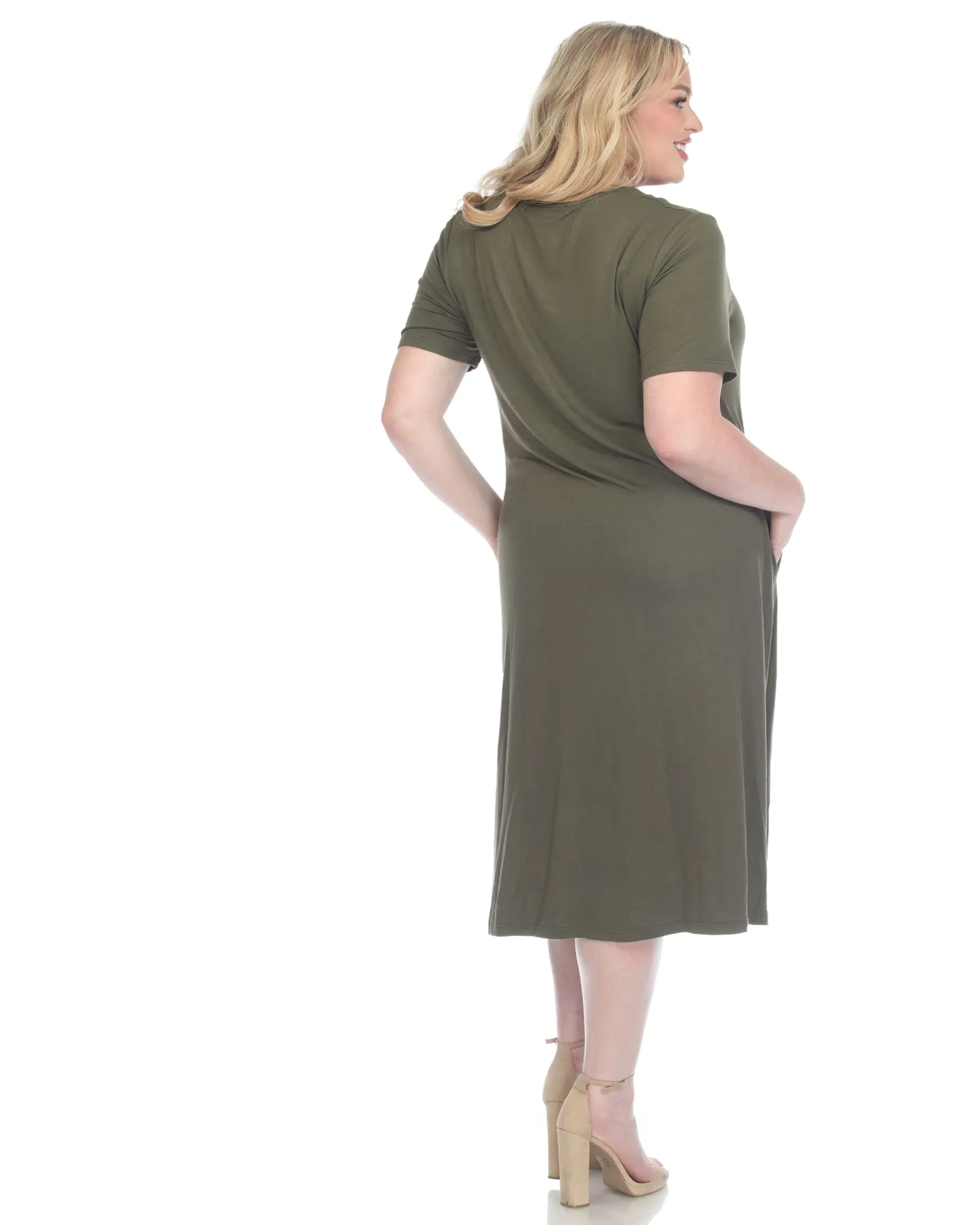 Short Sleeve Midi Dress | Olive