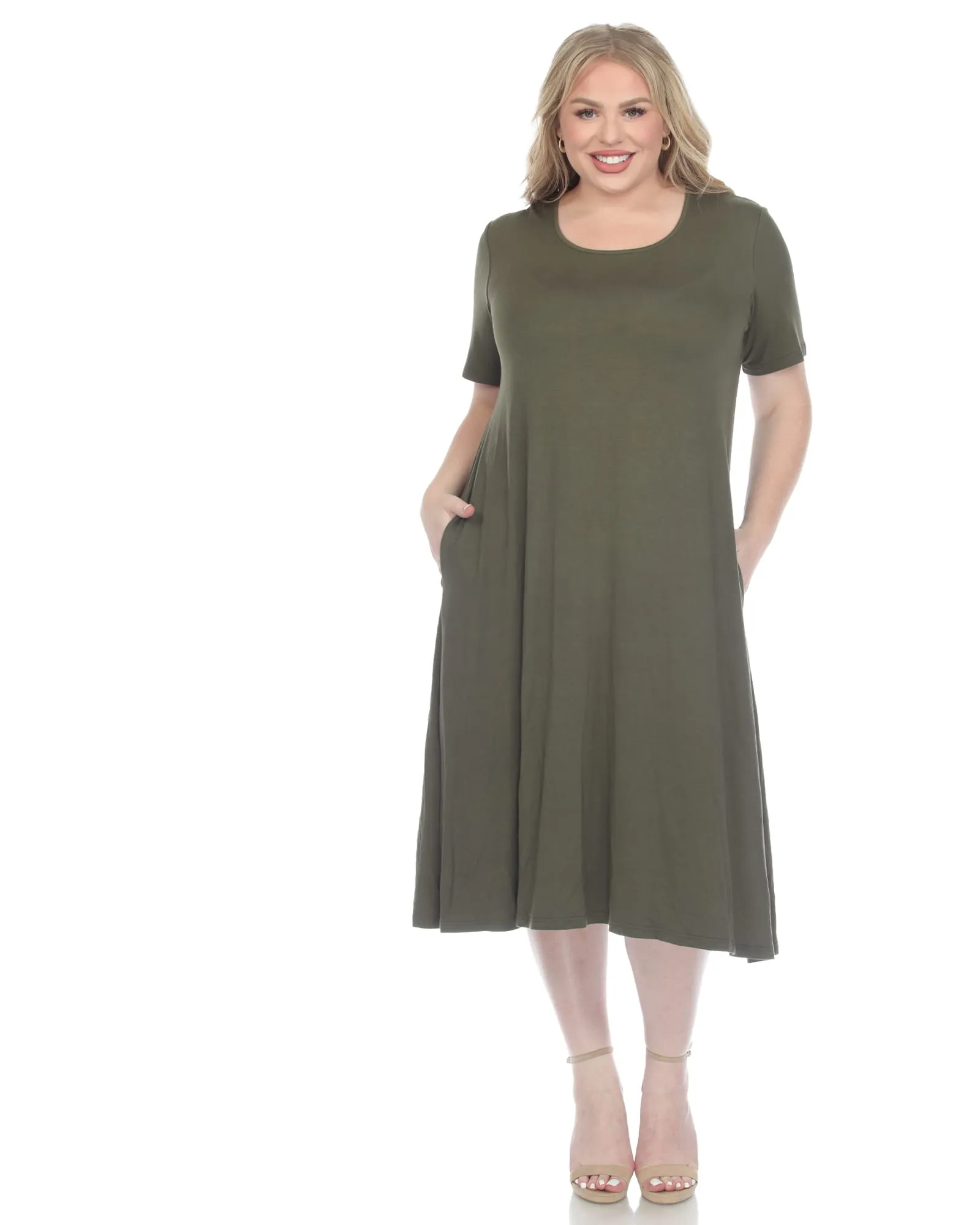 Short Sleeve Midi Dress | Olive