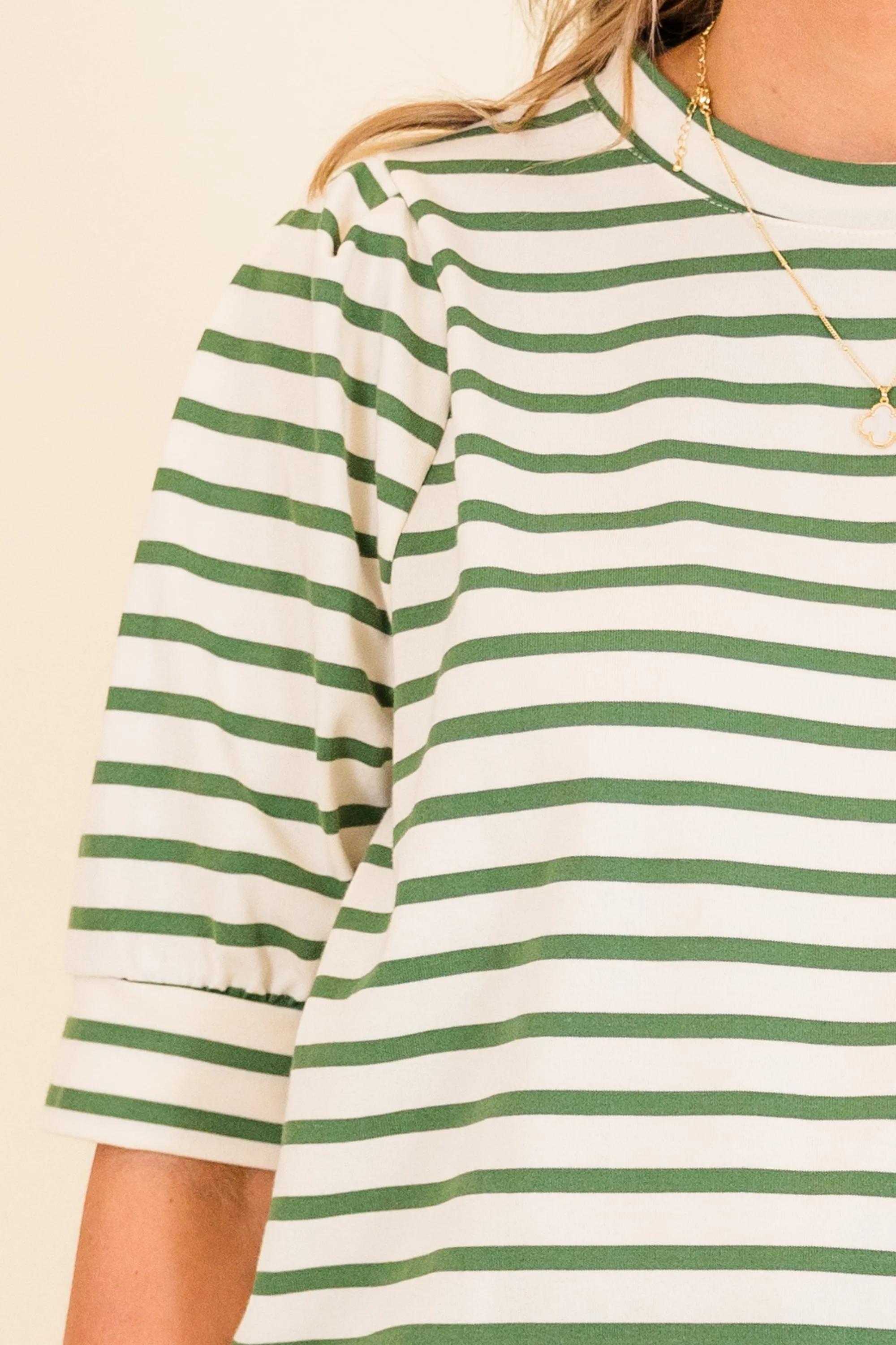 Signature Stripes Top, Green-White