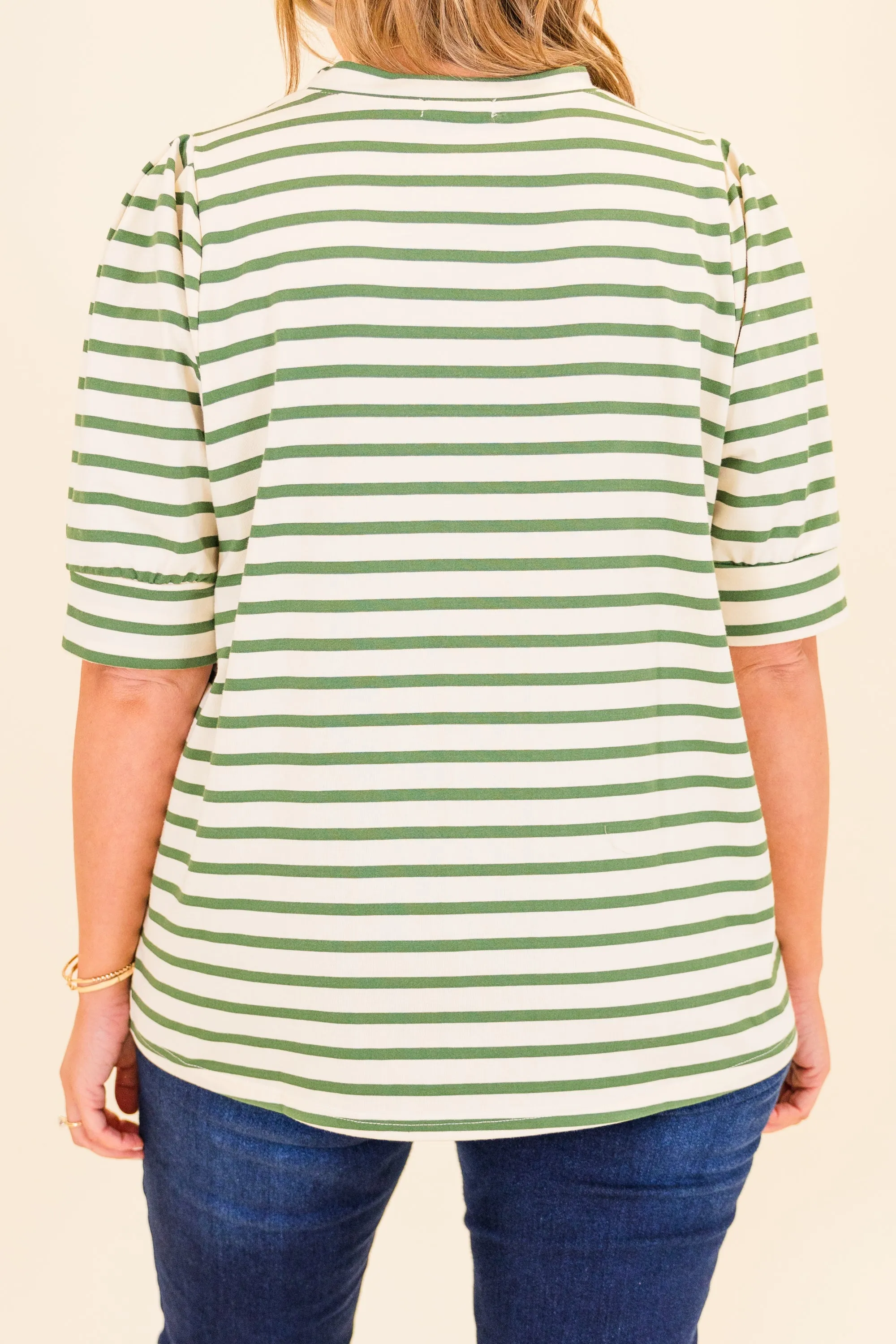 Signature Stripes Top, Green-White