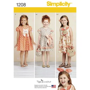 Simplicity Pattern 1208 Child's Dresses, Purses and Headband