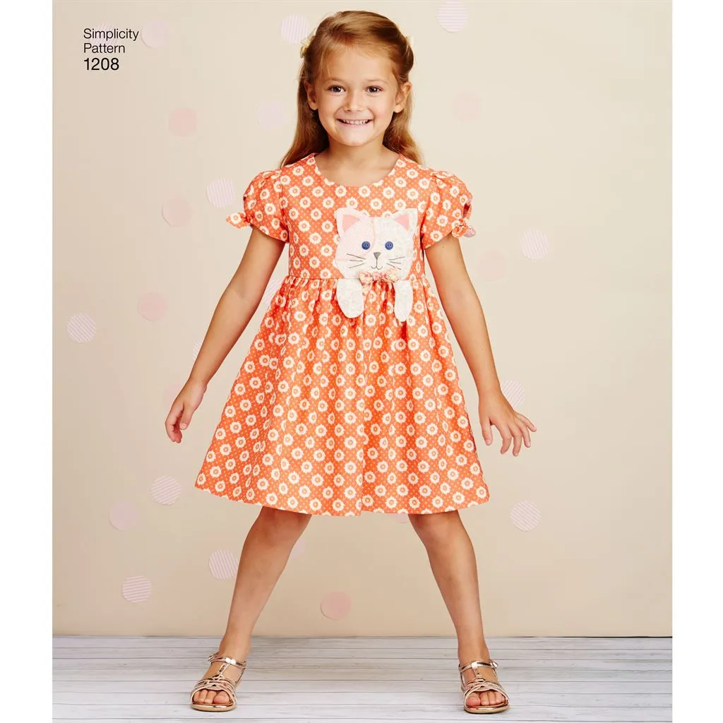 Simplicity Pattern 1208 Child's Dresses, Purses and Headband