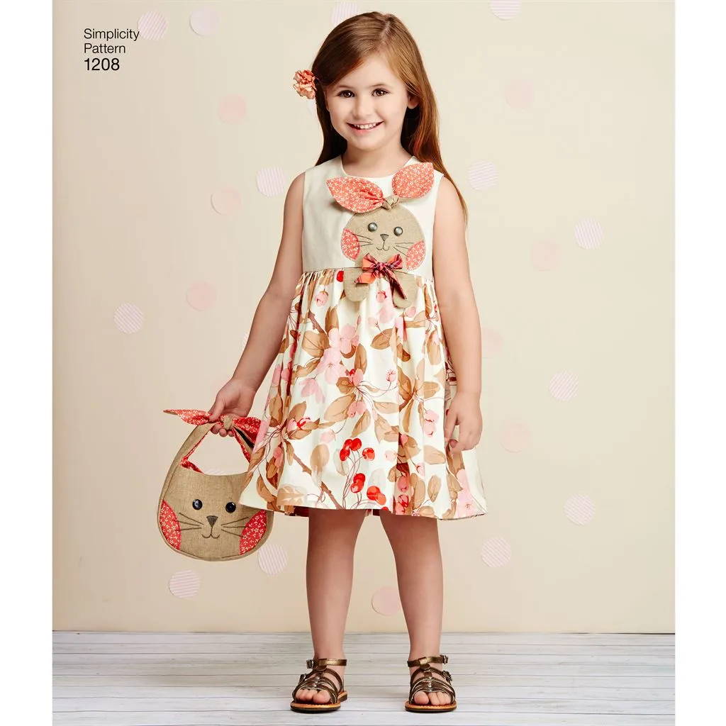 Simplicity Pattern 1208 Child's Dresses, Purses and Headband