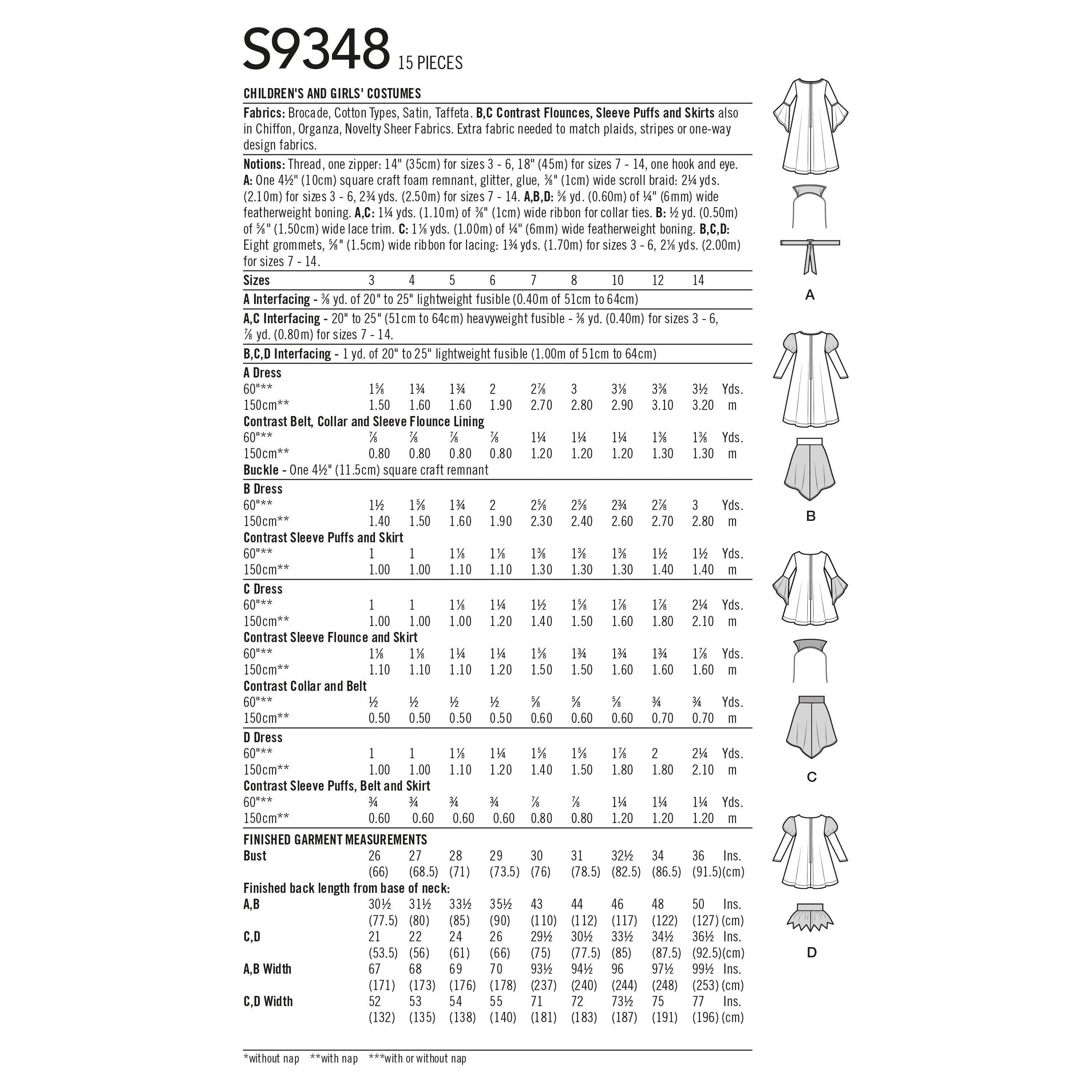 Simplicity Pattern 9348 Child & Girl Costumes