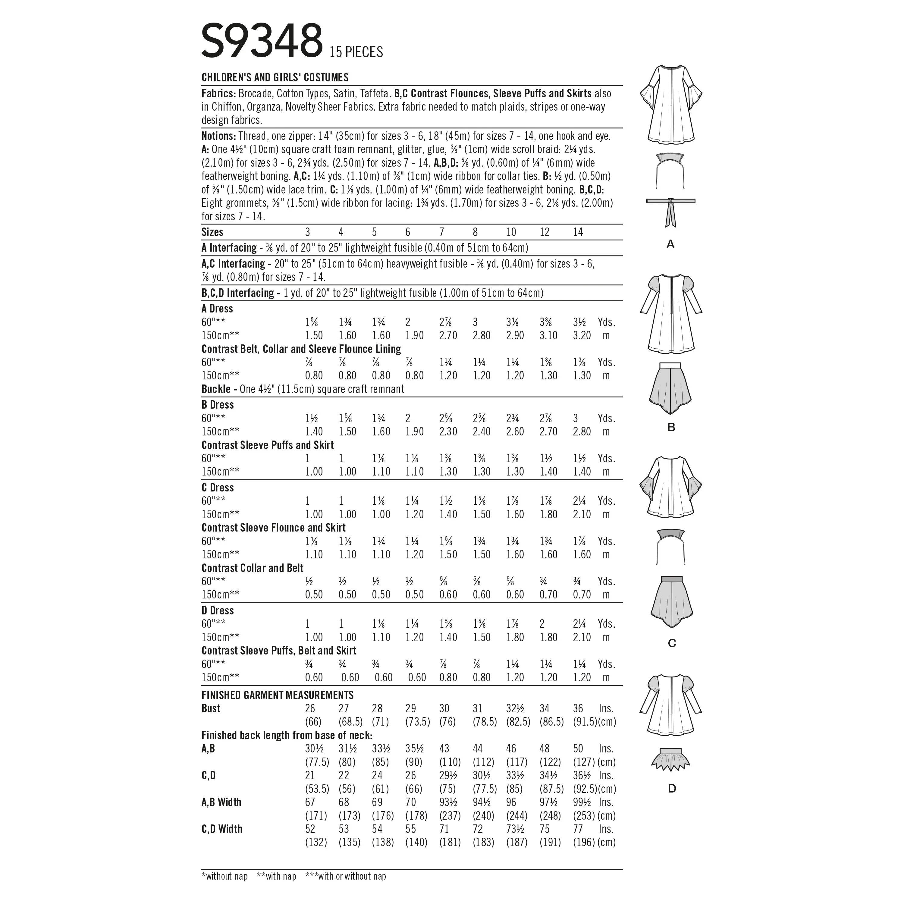 Simplicity Pattern 9348 Child & Girl Costumes