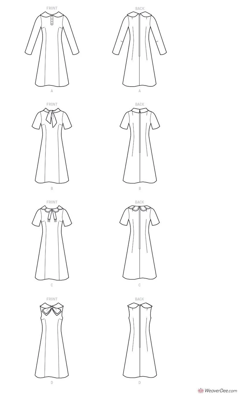 Simplicity Pattern S9104 Misses' Vintage 1960s Dresses With Sleeve & Neckline Variation