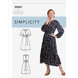Simplicity Sewing Pattern S9041 Misses' Front Tie Dress In Three Lengths