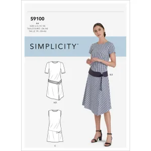 Simplicity Sewing Pattern S9100 Misses' & Women's Dress With Skirt & Sleeve Variations & Belt