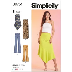 Simplicity Sewing Pattern S9751 Misses' Knit Skirts and Pants in Two Lengths