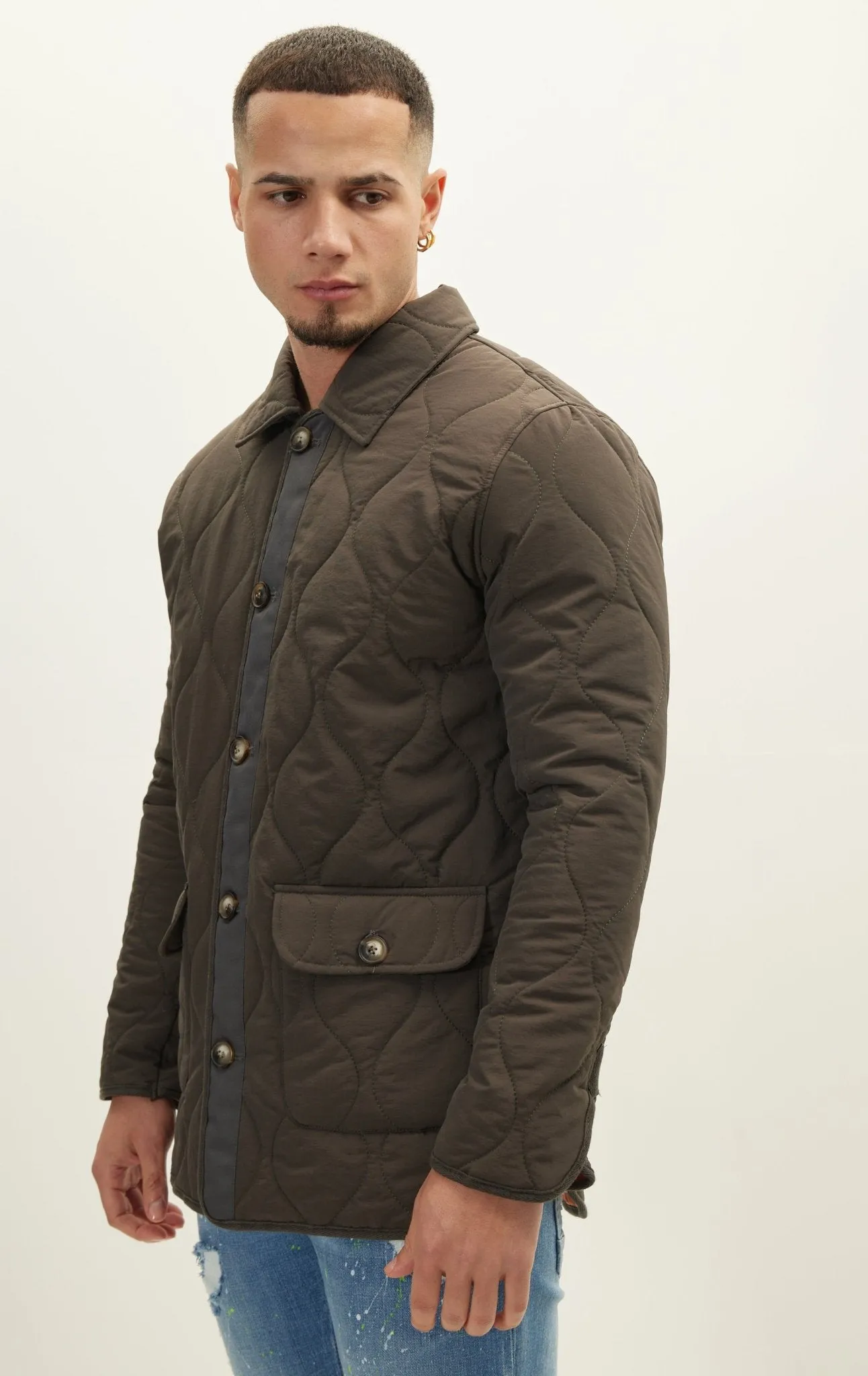 Snap Button Closure Autumn Coat  - Anthracite