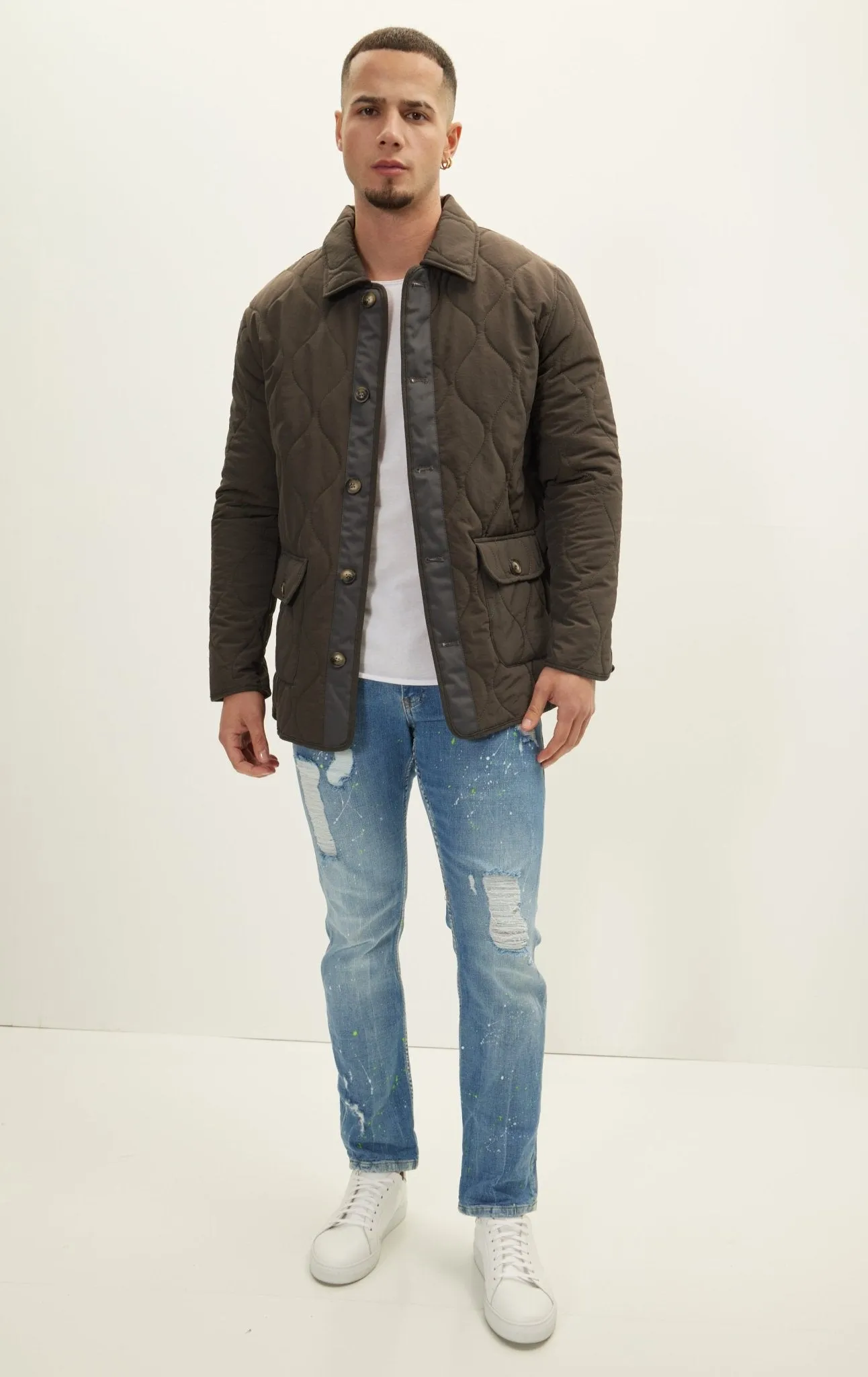 Snap Button Closure Autumn Coat  - Anthracite