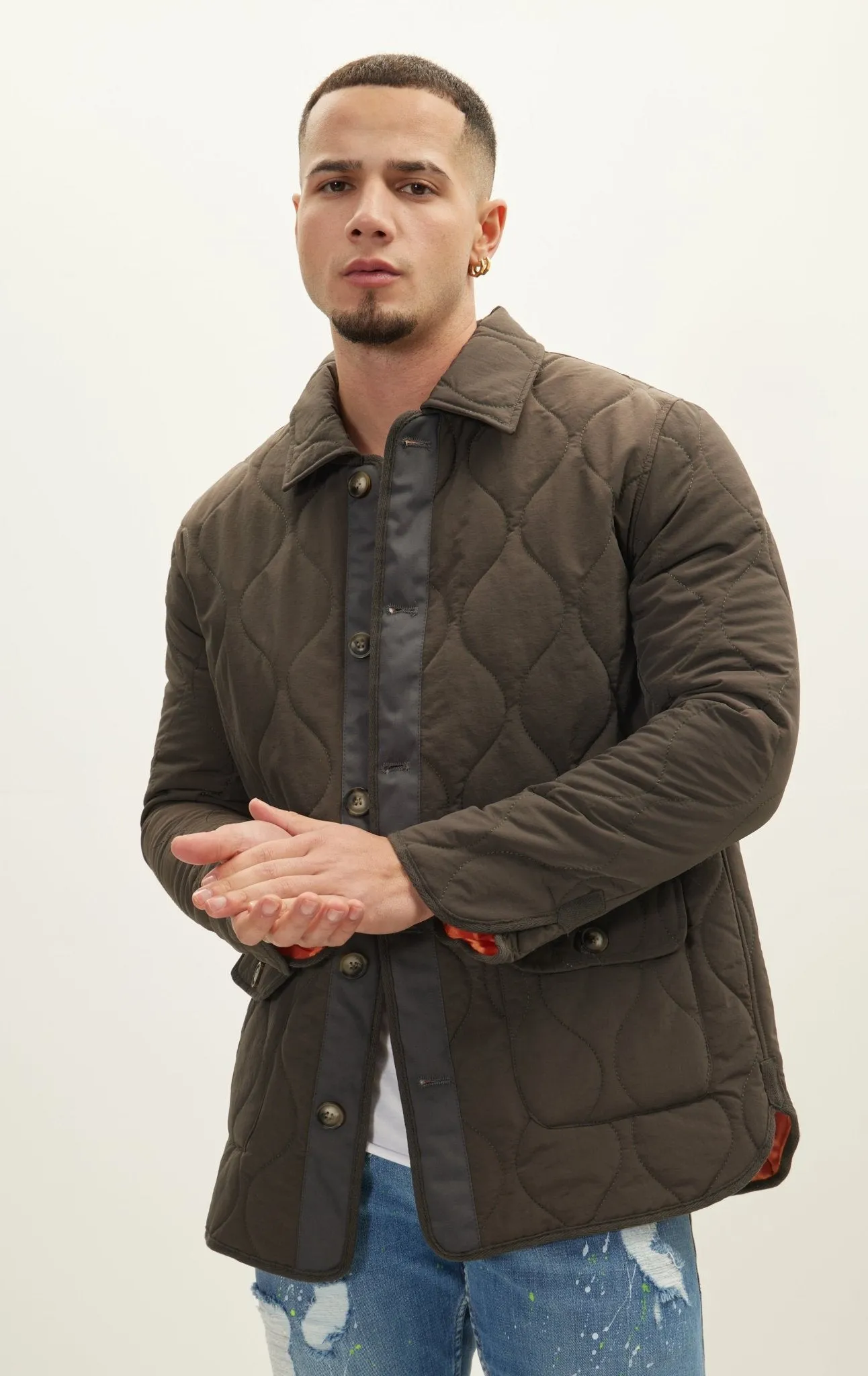 Snap Button Closure Autumn Coat  - Anthracite