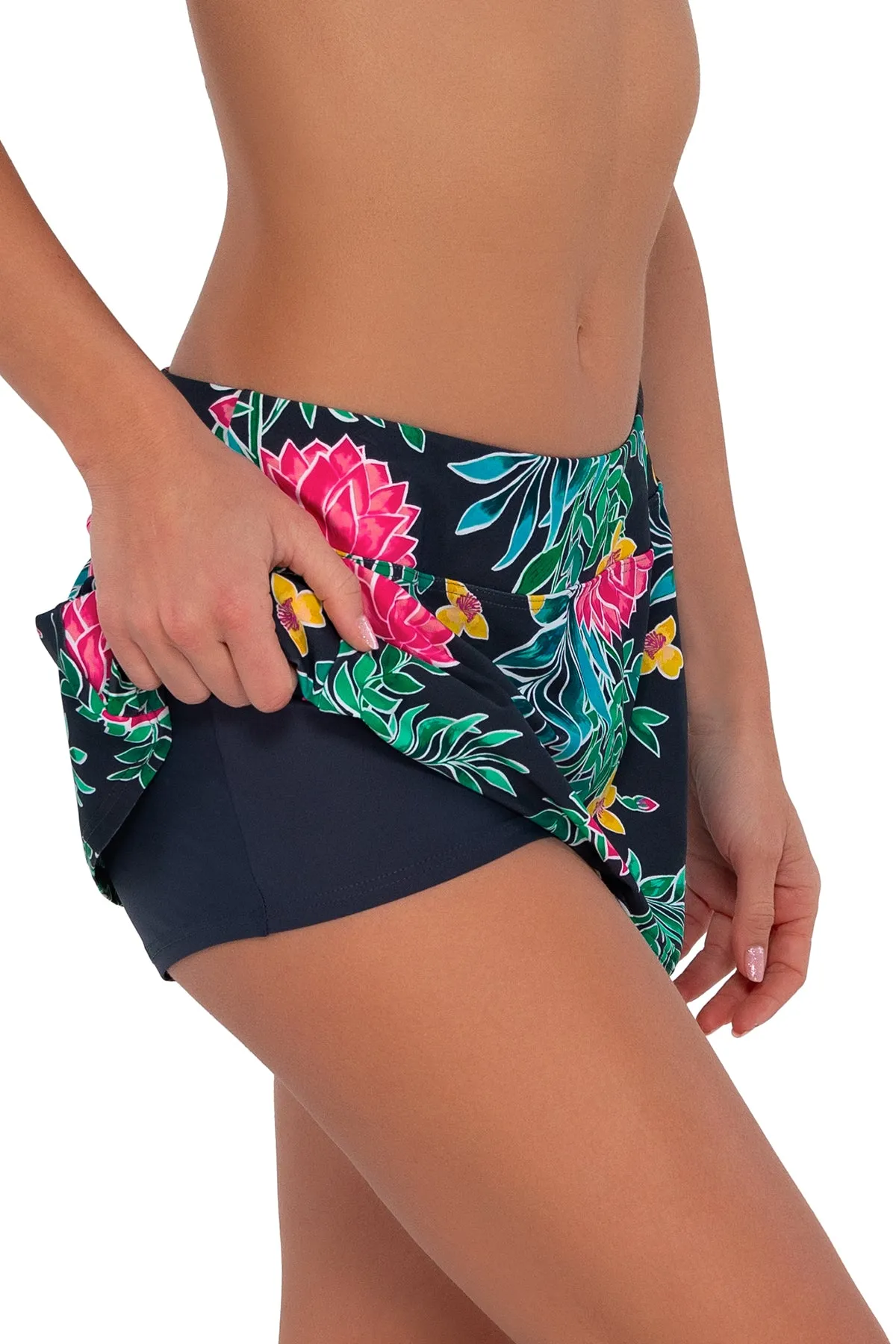 Sunsets Twilight Blooms Sporty Swim Skirt