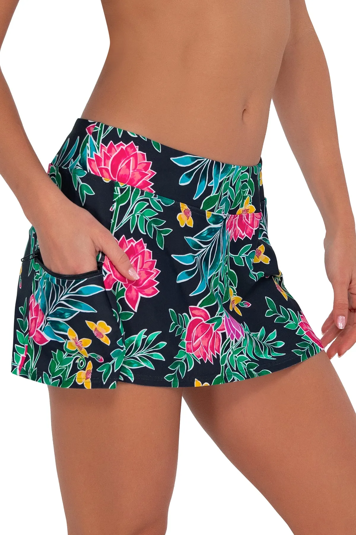 Sunsets Twilight Blooms Sporty Swim Skirt