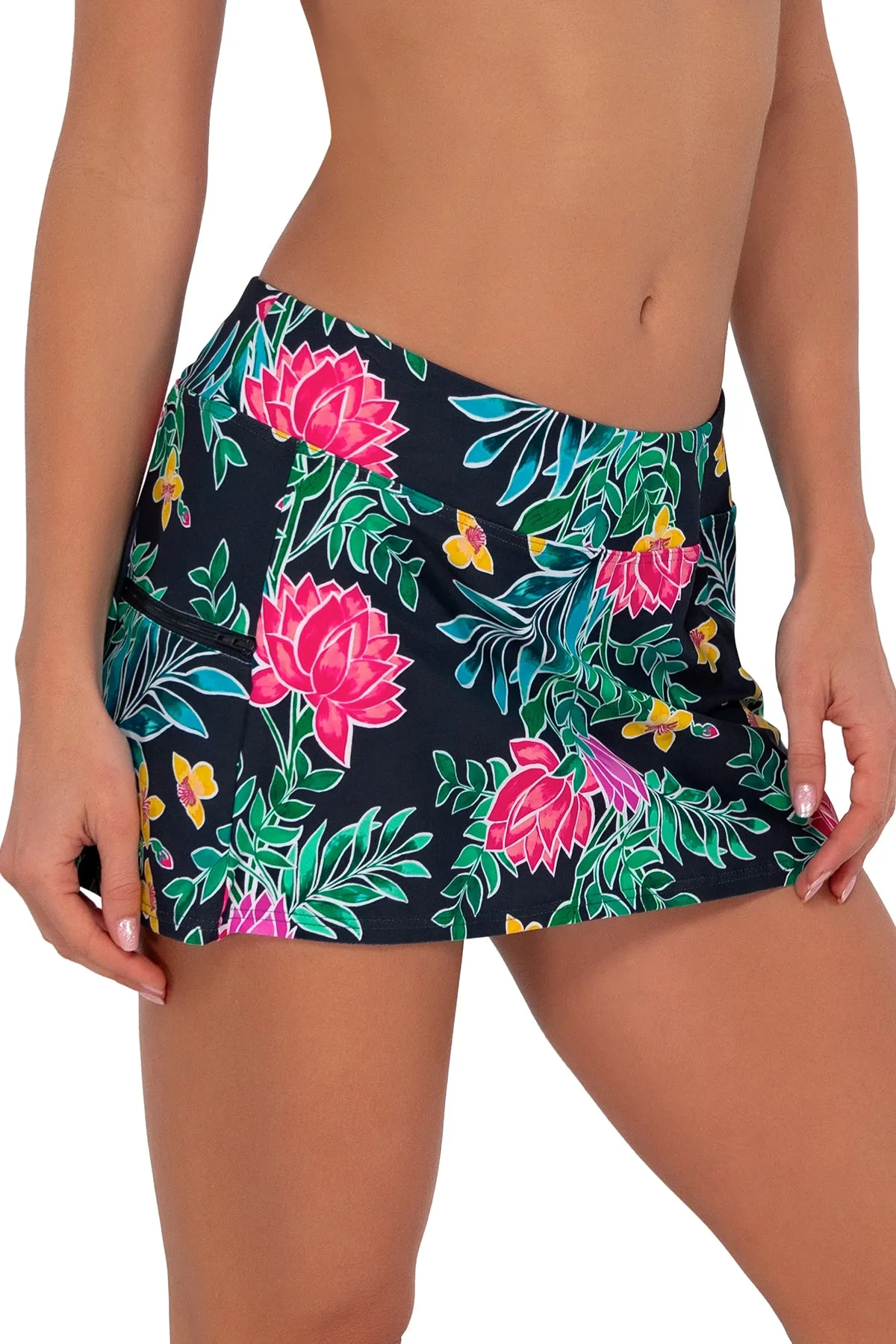 Sunsets Twilight Blooms Sporty Swim Skirt