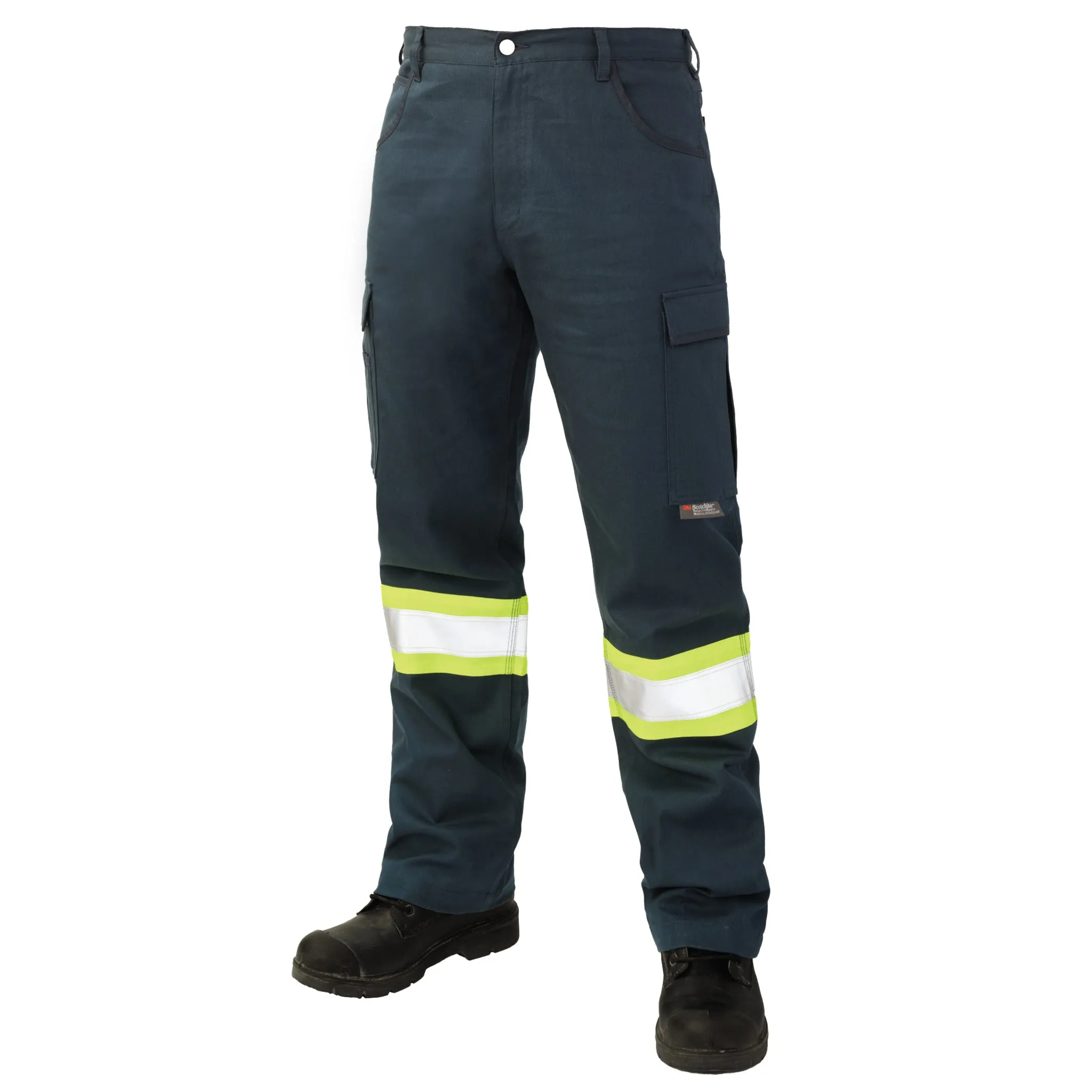 Tough Duck Men's Hi Vis Cargo Work Pants SP03 - Cotton Flex Twill, Multi-Pocket, Reflective, Reinforced, Triple Stitched, CSA Compliant, Durable, Comfortable | Sizes 30-44