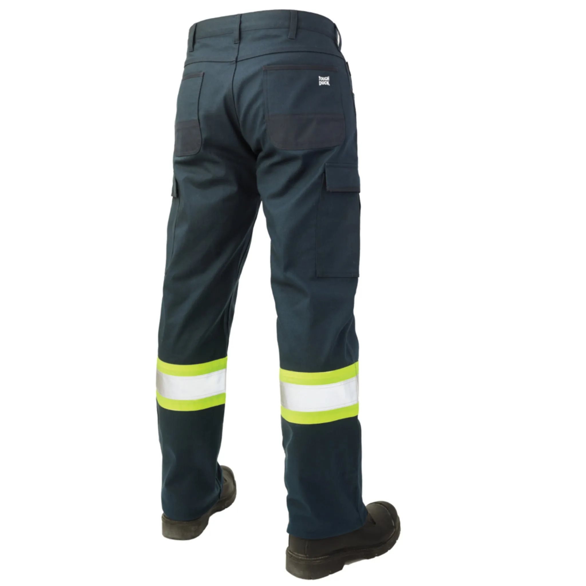 Tough Duck Men's Hi Vis Cargo Work Pants SP03 - Cotton Flex Twill, Multi-Pocket, Reflective, Reinforced, Triple Stitched, CSA Compliant, Durable, Comfortable | Sizes 30-44