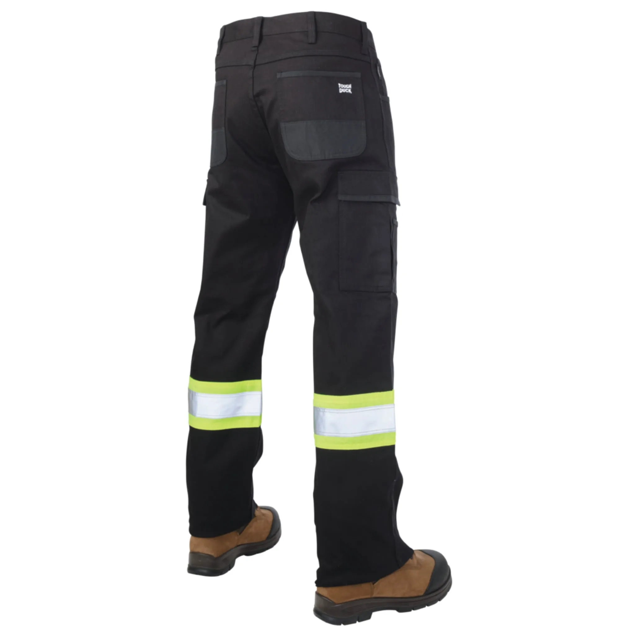 Tough Duck Men's Hi Vis Cargo Work Pants SP03 - Cotton Flex Twill, Multi-Pocket, Reflective, Reinforced, Triple Stitched, CSA Compliant, Durable, Comfortable | Sizes 30-44