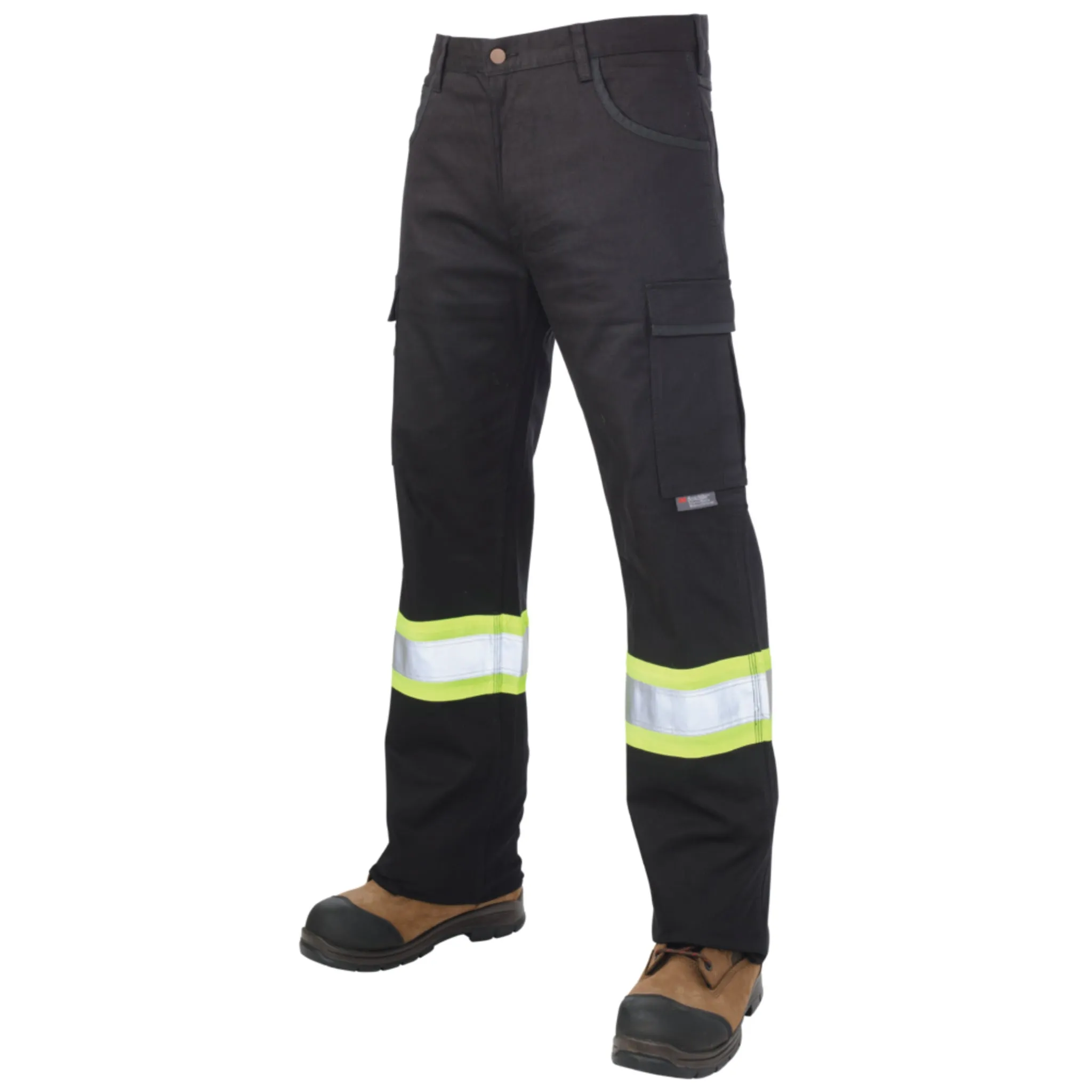 Tough Duck Men's Hi Vis Cargo Work Pants SP03 - Cotton Flex Twill, Multi-Pocket, Reflective, Reinforced, Triple Stitched, CSA Compliant, Durable, Comfortable | Sizes 30-44