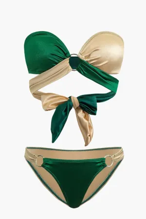 Vanna – Modern knot details – Contrast knot bikini set