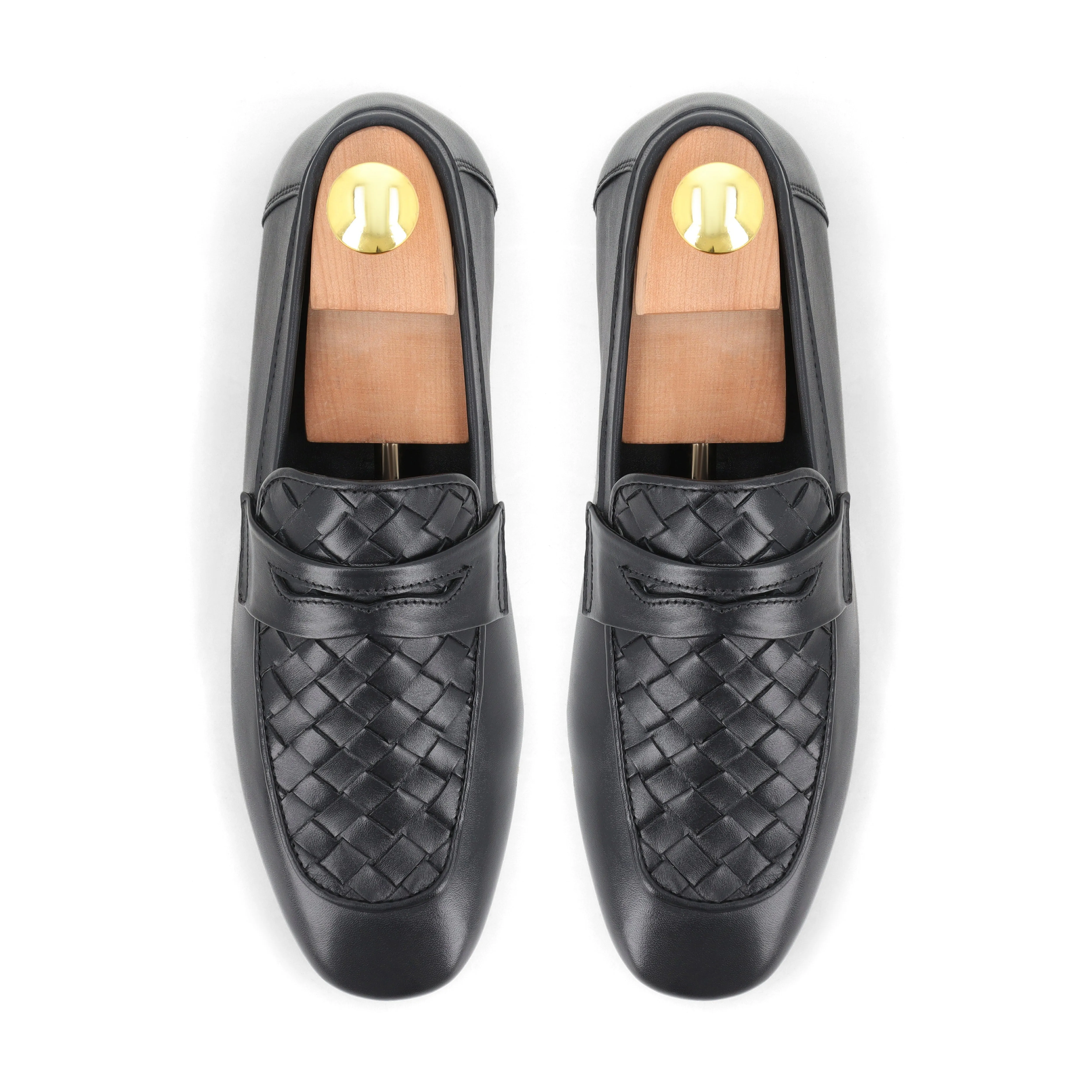 Weaved Patterned Loafers - Black