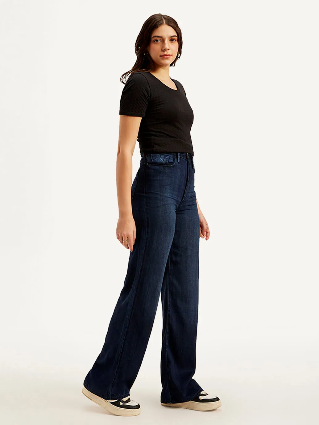 Women's High Rise Straight fit Dark Blue Jeans