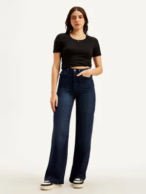 Women's High Rise Straight fit Dark Blue Jeans