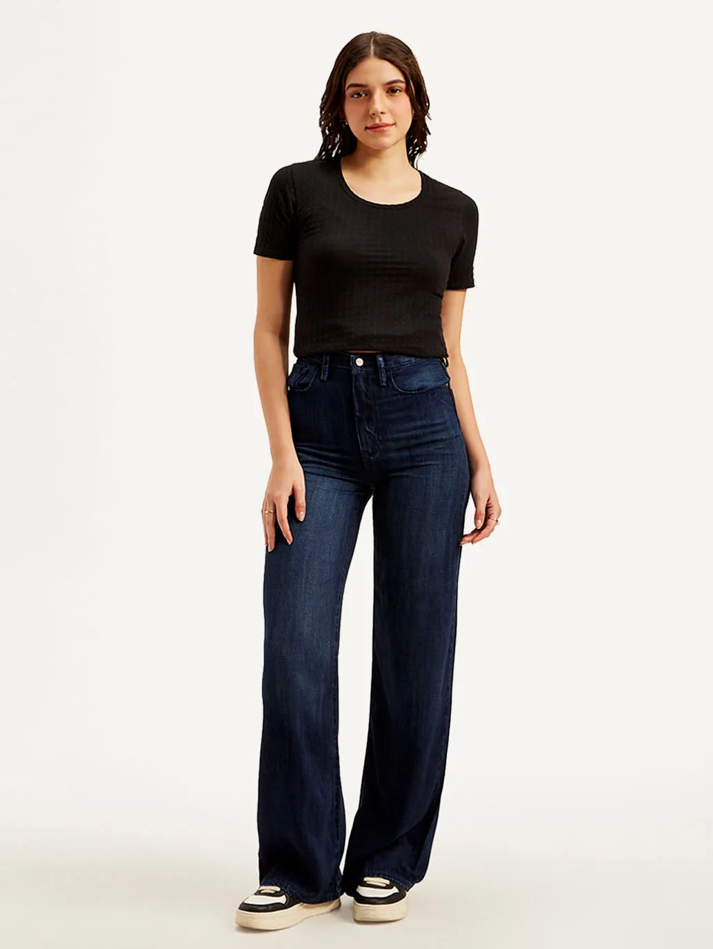 Women's High Rise Straight fit Dark Blue Jeans